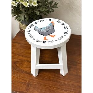 FARMHOUSE PAINTED HEN WITH BOOTS NOVELTY STOOL COUNTRY KITCHEN TABLETOP DECOR